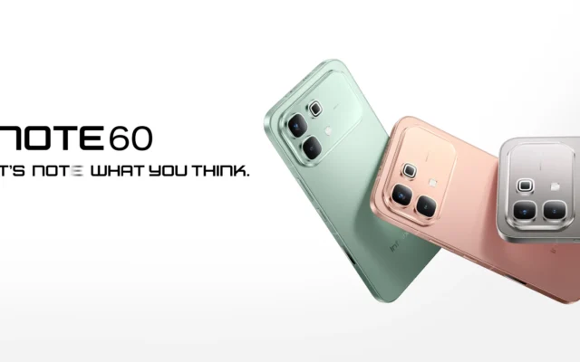 Infinix NOTE 60 visual utama lebar, tiga pilihan warna